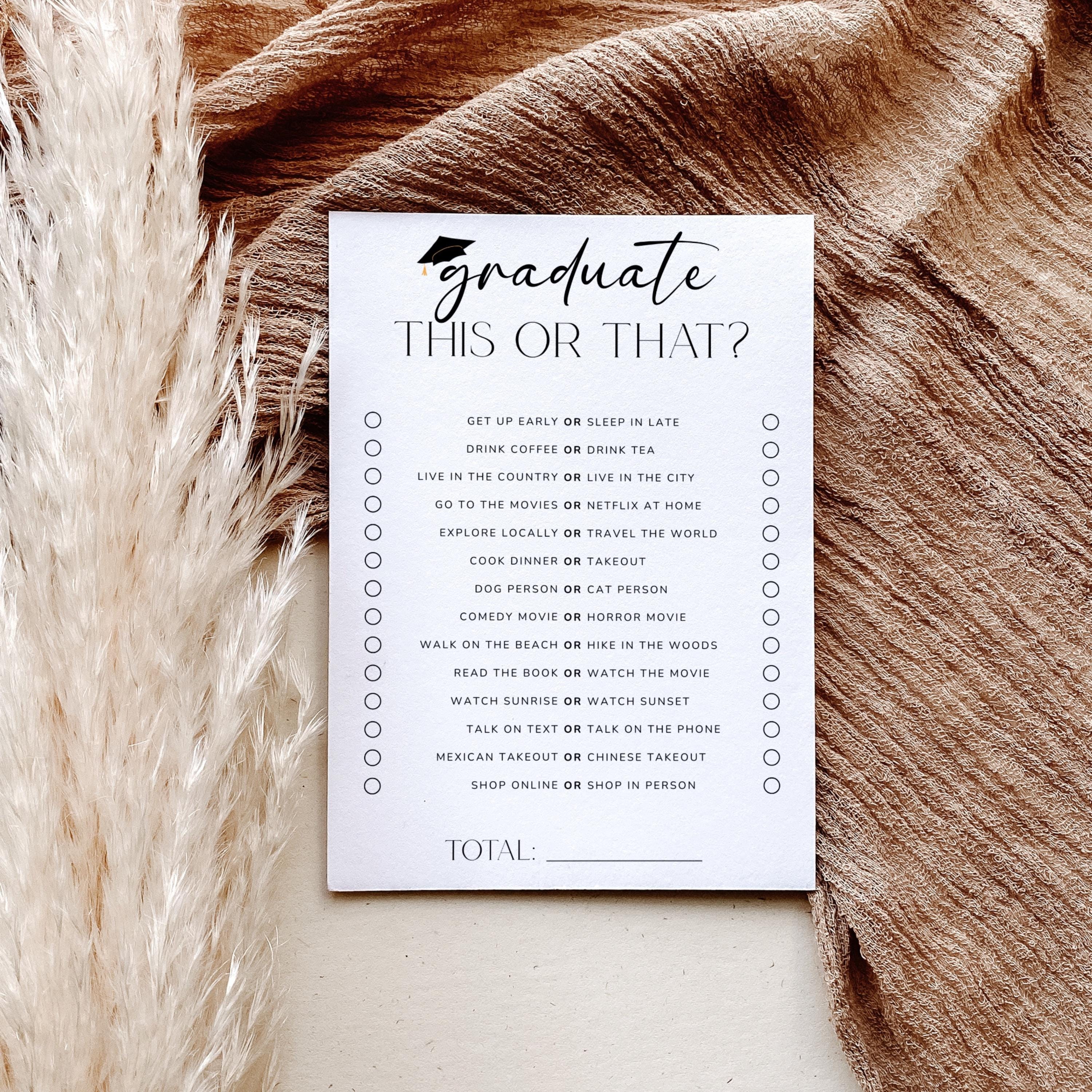 Printable Gradulation Games Printable Graduation Game Set, How Well Do You Know the Graduate, Has ...