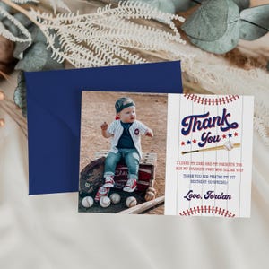 Rookie of the Year First Birthday Thank You Card, Baseball Thank You ...