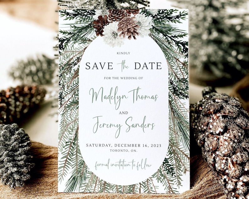 Winter Wedding Save the Date Template, Christmas Save Our Date Wedding ...