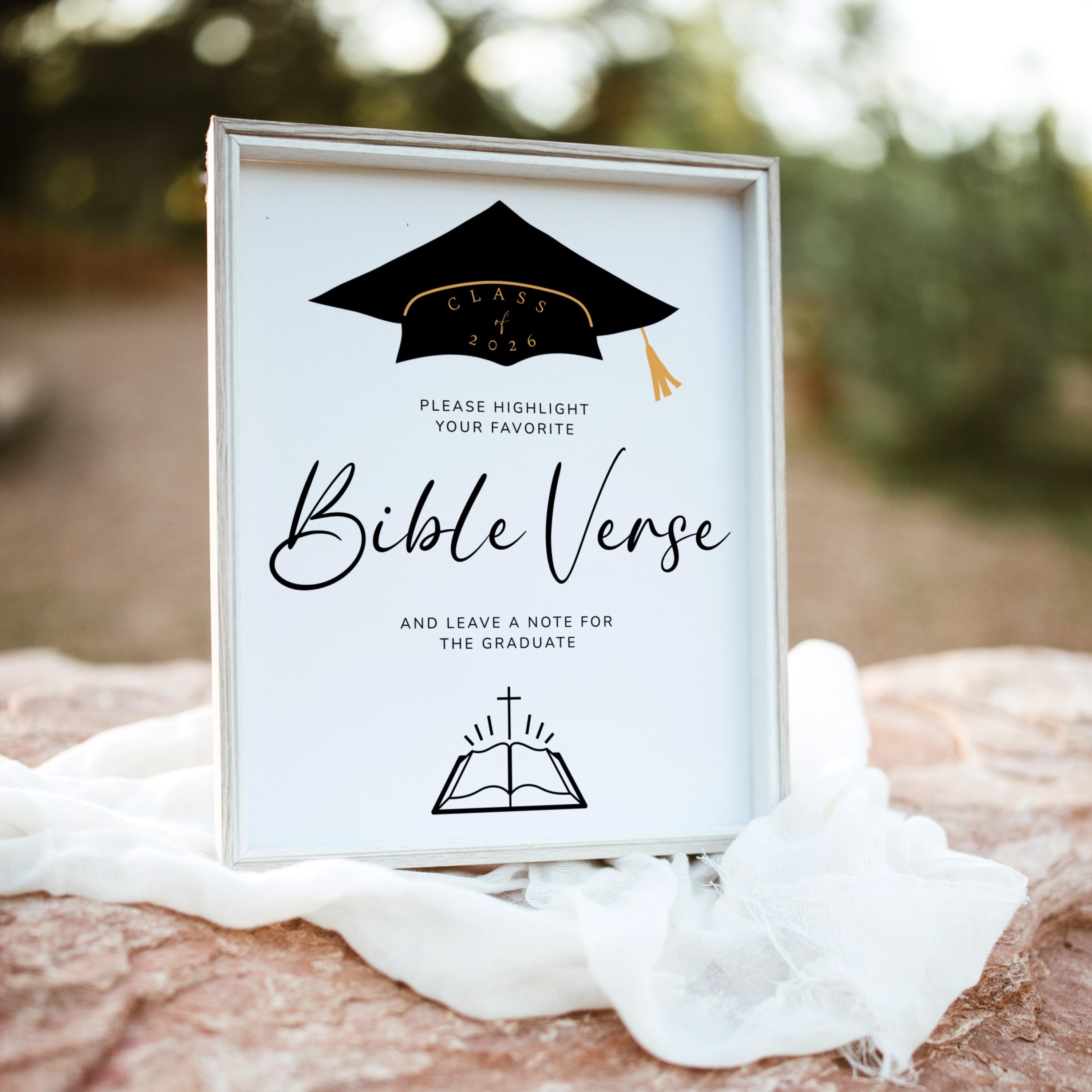 Scripture Labels Graduation Graduation Bible Verse Sign, Bible Guestbook Sign, Printable Grad Party ...