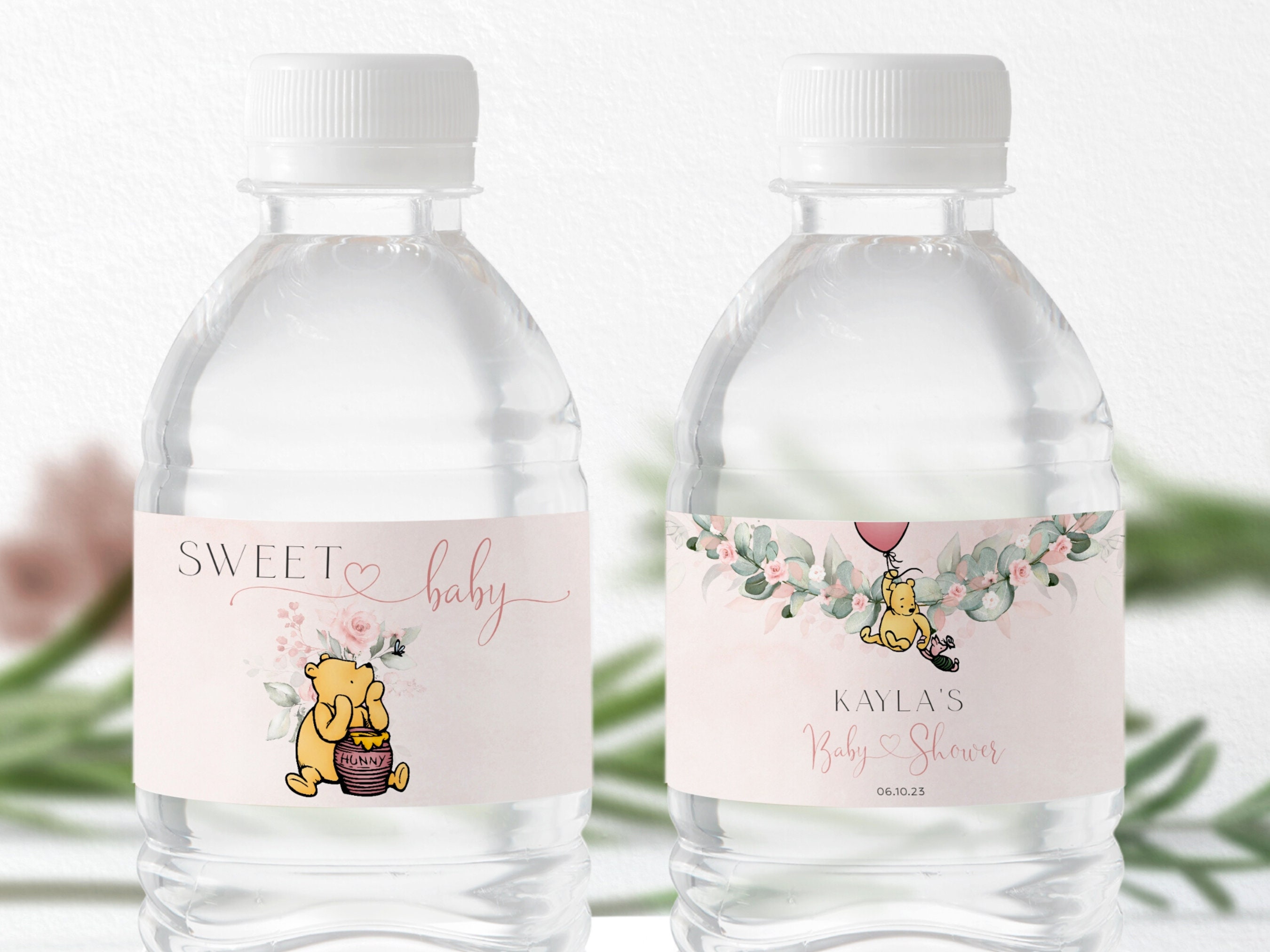 Etiquetas clásicas para botellas de agua de Winnie The Pooh para baby shower,  etiquetas editables para baby shower de niña, plantilla de etiqueta para  botella de agua de Winnie-The-Pooh rosa - Etsy, image size:2700x2025