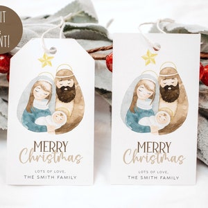 Nativity Gift Tag Template, Editable Christmas Tag Template, Nativity ...