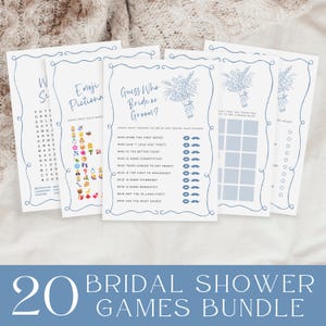 Fresh off the Market Bridal Shower Games, Farmer&#39;s Market Bridal Shower, Bridal Shower Bundle, Blue Flower Market Shower Games Printable Set