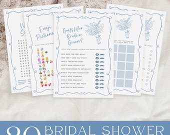 Fresh off the Market Bridal Shower Games, Farmer's Market Bridal Shower, Bridal Shower Bundle, Blue Flower Market Shower Games Printable Set