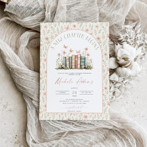 A New Chapter Begins Baby Shower Invite, Storybook Baby Shower Invitation Template, Girl Baby Shower Invite, Canva Baby Shower Digital Evite image 9