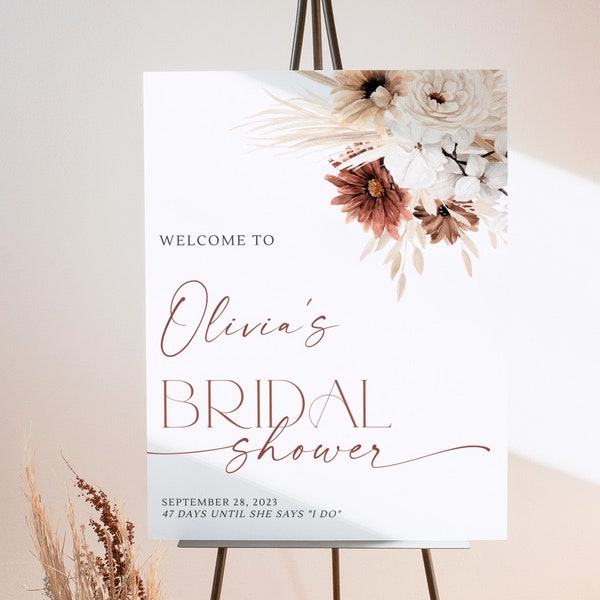 Fall Bridal Shower Welcome Sign, Terracotta Bridal Shower Sign Template, Autumn Bridal Shower Welcome Poster, Fall Boho Bridal Shower Decor