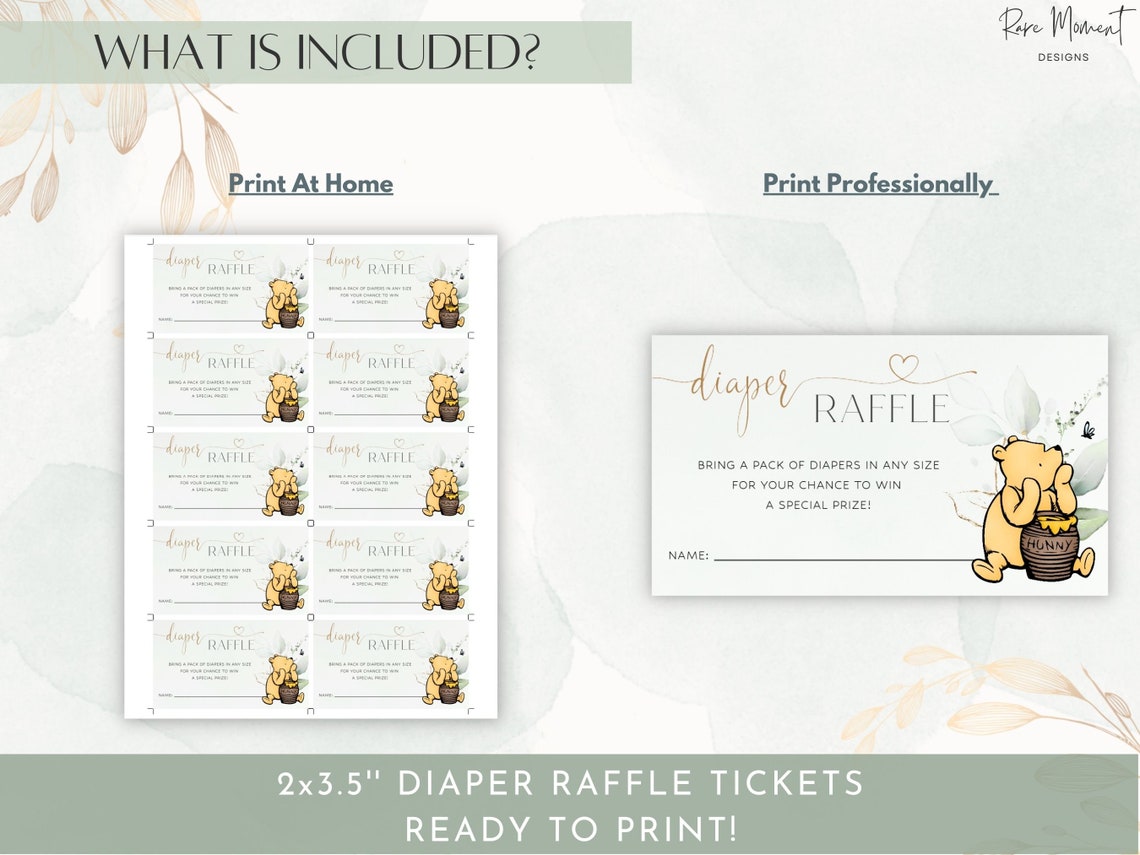 Classic Winnie the Pooh Diaper Raffle Tickets Winnie the Pooh - Etsy Canada