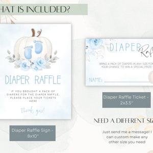 Pumpkin Baby Shower Diaper Raffle Sign, Blue Pumpkin Diaper Raffle Card ...