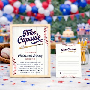 Rookie of the Year First Birthday Time Capsule Sign, Editable 1st Birthday Time Capsule, Baseball Birthday Time Capsule Sign and Letter 8x10