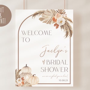 Fall Bridal Shower Welcome Sign Template, Fall In Love Bridal Shower Welcome Sign, Boho Bridal Shower Welcome Poster, Shower Sign Download
