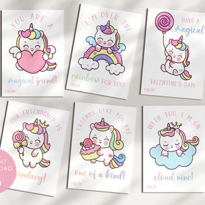Einhorn Valentinstag für Kinder, Valentinstagskarten für Kinder, druckbare Einhorn-Valentinstag-Tags, Klassenzimmer-Valentinsparty-Geschenkanhänger DIY