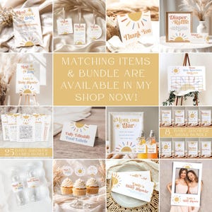 Sun Baby Shower Games Bundle, Here Comes the Son Baby Shower Games, Printable Boho Baby Shower Games Pack, Sunshine Shower Activity, Canva image 2