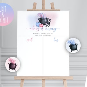 Halloween Gender Reveal Voting Board Template, A Baby Is Brewing Gender Reveal Sign, Boy Or Girl Vote Sign, He or She Prediction Game Poster