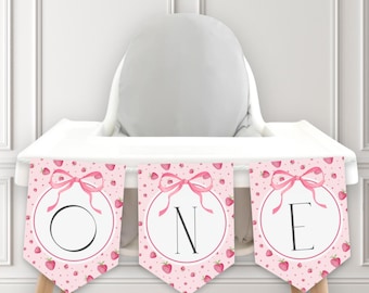 Beere Erster Geburtstag Kinderhochstuhl Banner, Erdbeere EINS Hochstuhl Banner, Mädchen 1. Geburtstag Hochstuhl Girlande, Beere 1. Geburtstag Banner DIY