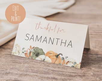 Fall Place Cards Thanksgiving Table Setting Magnolia Name - Etsy