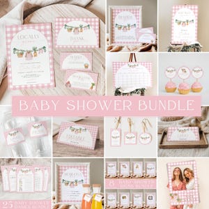 Locally Grown Baby Shower Invitation Bundle, Farmers Market Girl Baby Shower Bundle, Pink Baby Sprinkle, Homegrown Baby Shower Games & Signs