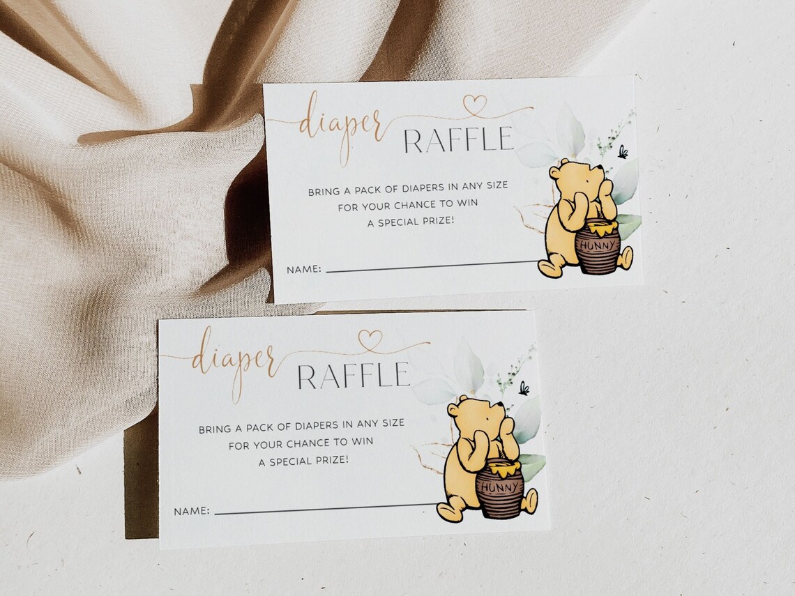 Classic Winnie the Pooh Diaper Raffle Tickets Winnie the Pooh Etsy Canada