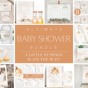 A Little Pumpkin Is On The Way Invitation, Fall Baby Shower Bundle, Pumpkin Baby Shower Invite, Autumn Pumpkin Invitation Pack Download Set