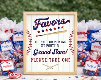 Rookie of the Year First Birthday Favors Sign, Baseball Birthday Favours Table Sign, Party Favors Printable Sign, Please Take One Sign Canva