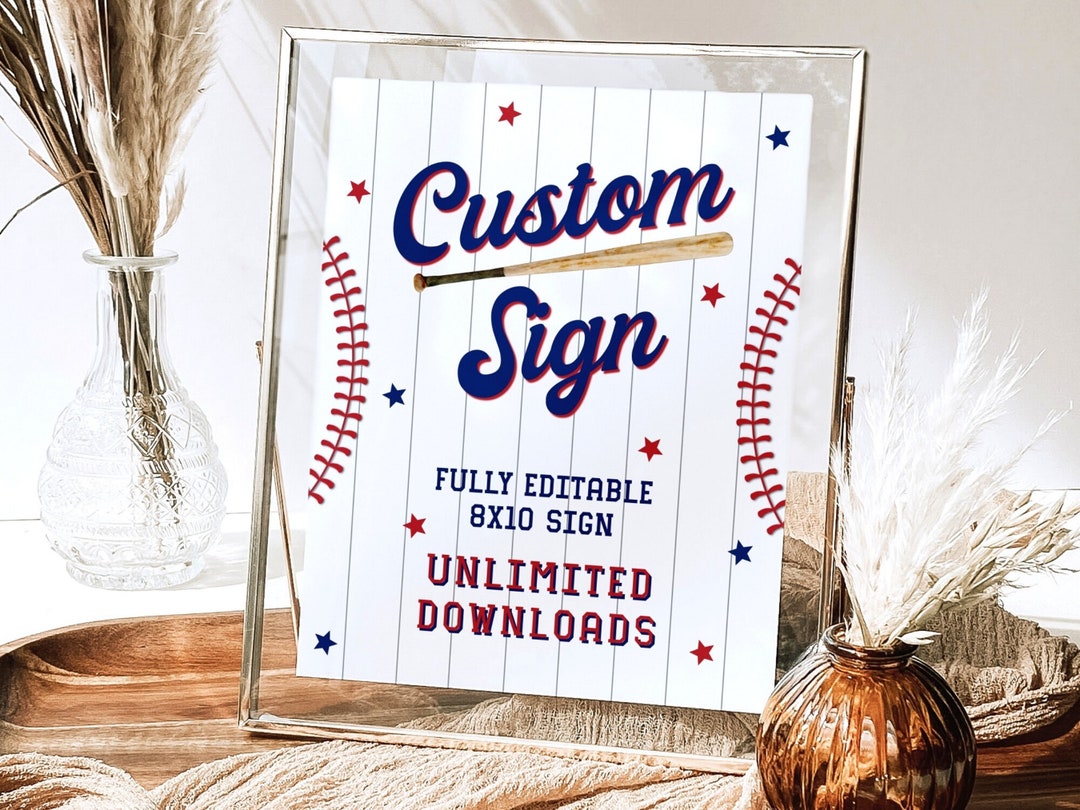 Rookie of the Year First Birthday Sign, Baseball 1st Birthday Custom ...
