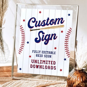 Rookie of the Year First Birthday Sign, Baseball 1st Birthday Custom Table Sign, Printable Boy Baseball Birthday Party 8x10 Signage Decor