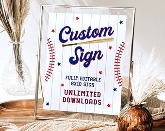 Rookie of the Year First Birthday Sign, Baseball 1st Birthday Custom Table Sign, Printable Boy Baseball Birthday Party 8x10 Signage Decor