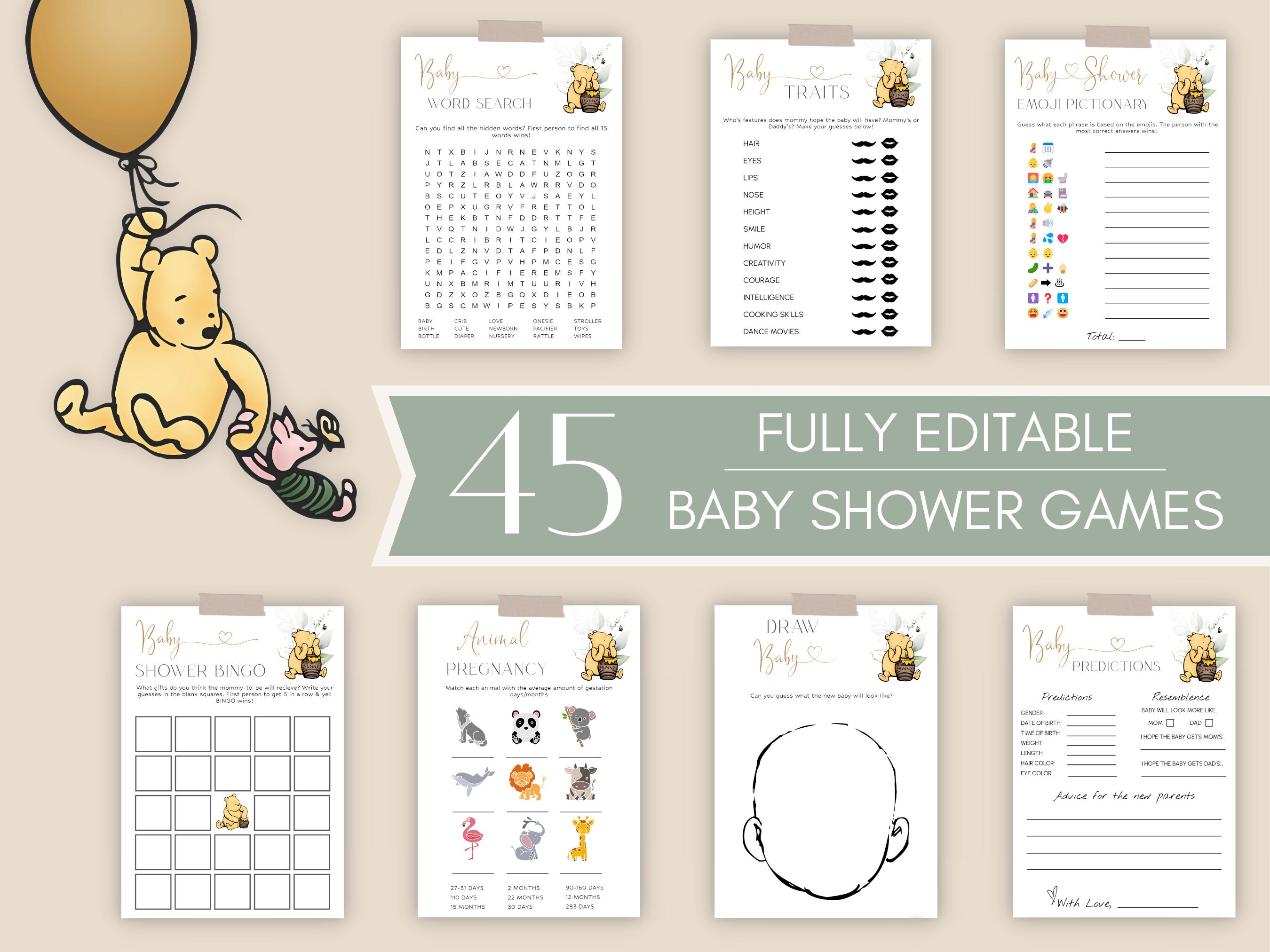  Winnie the Pooh Baby Shower Game - Baby Shower Emoji