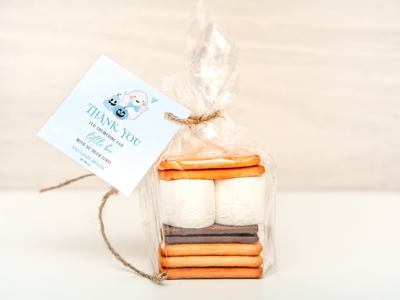 A Little Boo is Almost Due Baby Shower Favor Tags, Blue Halloween Baby ...