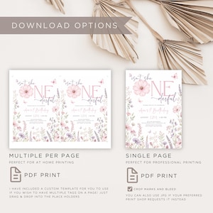 Onederful Birthday Invitation, Wildflowers 1st Birthday Invite, Isn't She Onederful, Editable Girl First Birthday Invitation, Wild One Theme image 6