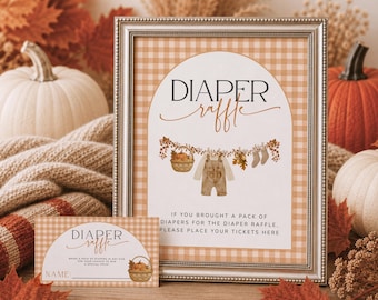 Little Pumpkin Baby Shower Diaper Raffle, Fall Baby Shower Diaper Raffle Sign, Pumpkin Diaper Raffle Card, Printable Diaper Raffle Tickets