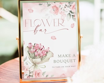Insegna Flower Bar, Insegna Bloom Bar stampabile, Bar floreale per addio al nubilato, Insegna Baby in Bloom Bar floreale, Bar con bouquet, Decorazioni floreali per addio al nubilato