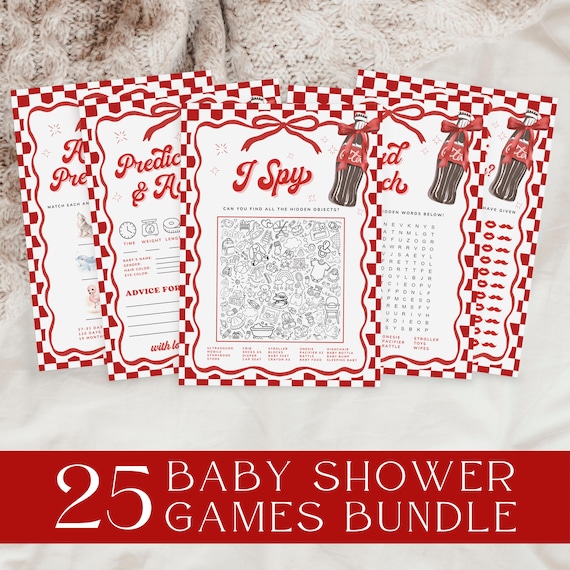 She's Ready to Pop Baby Shower Games, Cola Baby Shower Games Bundle, Retro Pop Baby Shower Activity, Soda Baby Party Game, Canva Template