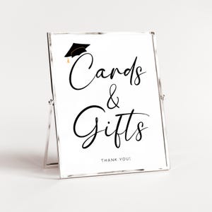 Bord voor afstudeerkaarten en cadeaus, bord voor 2026 afstudeerfeest, bord voor afstudeerkaartdoos, afdrukbaar bord voor afstudeertafel, canvassjabloon afbeelding 7