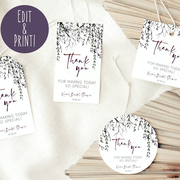 Spooky Bridal Shower Favor Tags Template, Halloween Bridal Shower Thank You Tags, Printable Bridal Shower Gift Tags, Editable Goth Favor Tag