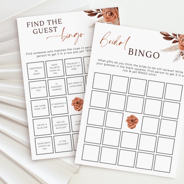 Fall Bridal Shower Bingo, Printable Bridal Shower Bingo, Fall In Love Bridal Bingo Game Cards, Boho Find The Guest Bingo, Instant Download