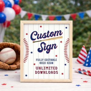 Rookie des Jahres ersten Geburtstag Zeichen, Baseball 1. Geburtstag benutzerdefinierten Tisch Zeichen, druckbare Junge Baseball Geburtstagsfeier 8x10 Signage Dekor