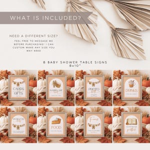 Little Pumpkin Baby Shower Signs, Fall Baby Shower Table Sign Bundle, Fall Baby Shower Bundle, Harvest Baby Shower Printable Signs, Gingham image 5