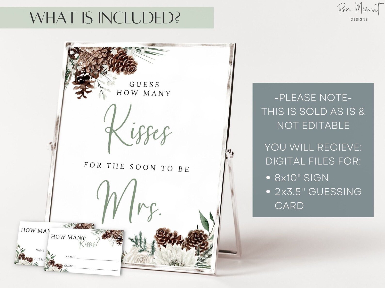 Guess How Many Kisses for the Soon to Be Mrs, Winter Bridal Shower ...