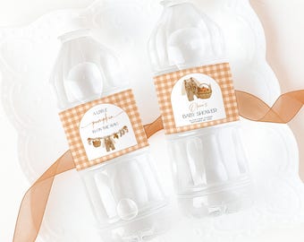 Little Pumpkin Water Bottle Labels, Pumpkin Baby Shower Water Bottle Wrappers, Fall Baby Shower Labels, Autumn Printable Water Bottle Label