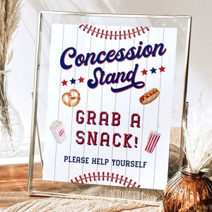 Rookie of the Year First Birthday Sign, Concession Stand Sign, Baseball Birthday Party Table Signs, Printable Food and Drinks Sign Download