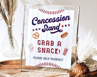 Rookie of the Year First Birthday Sign, Concession Stand Sign, Baseball Birthday Party Table Signs, Printable Food and Drinks Sign Download