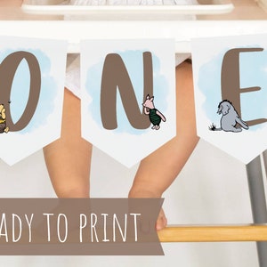 Winnie Pooh 1. Geburtstag Hochstuhl Banner, O-N-E Hochstuhl Banner Sofort Download, druckbare Winnie Pooh Party Dekorationen