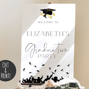 Graduation Welcome Sign Template, Printable 2025 Graduation Party Welcome Sign, Editable Grad Party Signage, Graduation Decor, Modern Poster