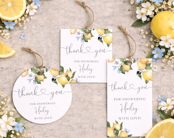Lemon Bridal Shower Favor Tags Template, Citrus Bridal Shower Thank You Tags, Printable Bridal Shower Gift Tags, Editable Favor Tag Canva