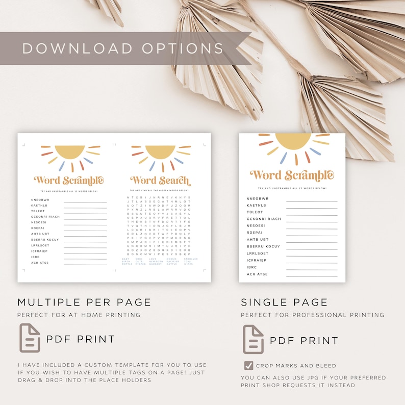 Sun Baby Shower Games Bundle, Here Comes the Son Baby Shower Games, Printable Boho Baby Shower Games Pack, Sunshine Shower Activity, Canva image 8