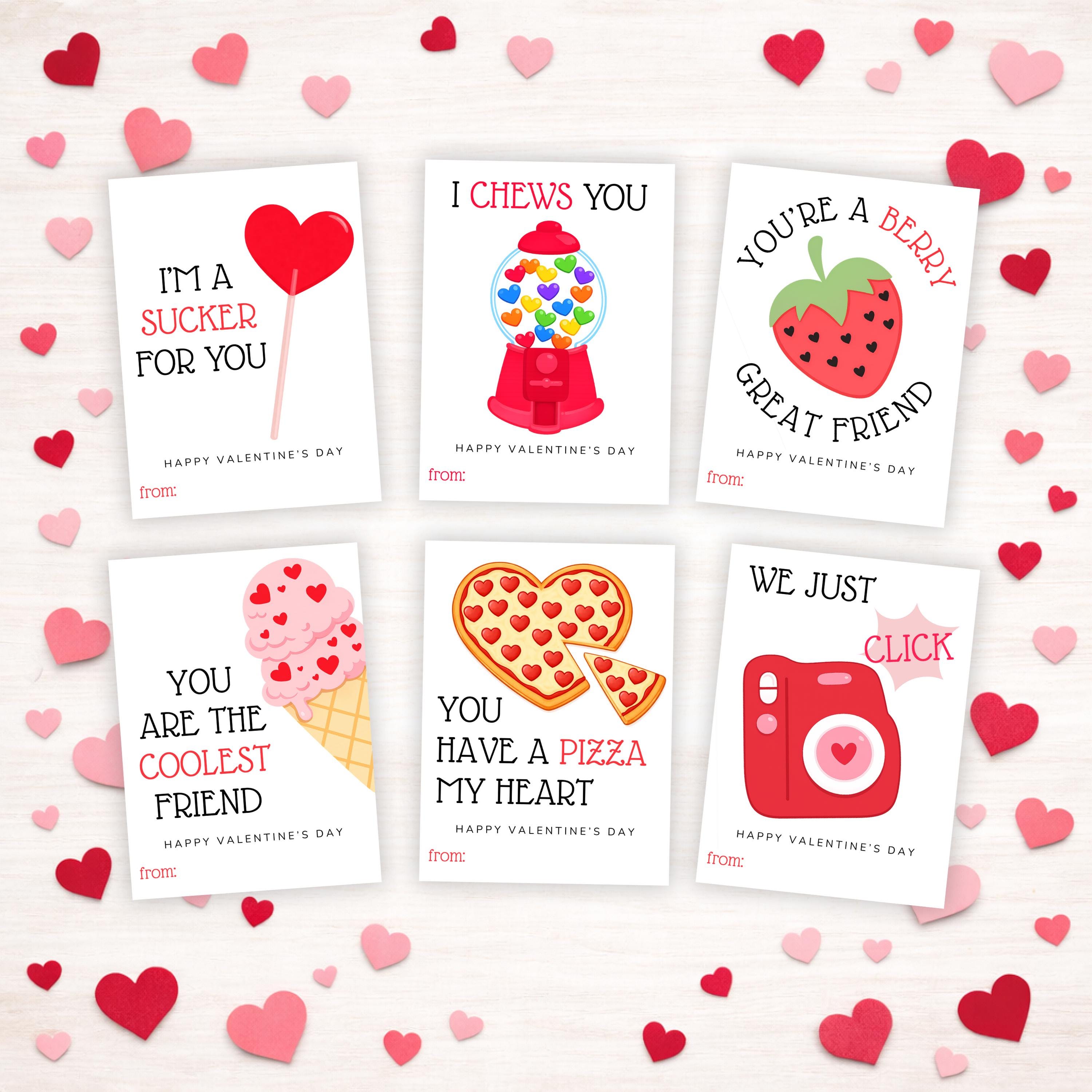 Printable Pun Valentine's Day Cards, Tweens & Kids Classroom Valentines ...
