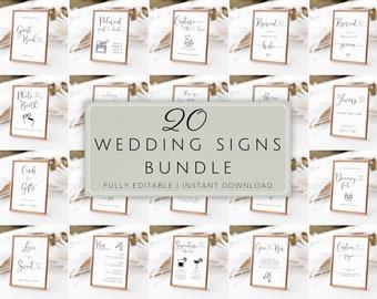 Wedding Signs Bundle Template, Wedding Signage, Minimalist Wedding Signs Bundle, Modern Wedding Signs, Printable Wedding Signs, Wedding DIY