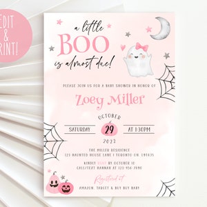 Sjabloon babyshower uitnodiging babyshower, roze babyshower voor Halloween, uitnodiging babyshower meisje, uitnodiging babyshower, uitnodiging babyshower