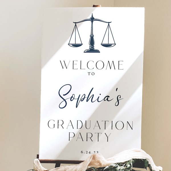 Law School Graduation Sign, Editable 2024 Graduation Welcome Signs, Printable Graduation Party Welcome Sign, Paralegal Grad Welcome Poster