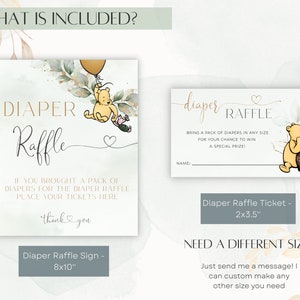 Classic Winnie the Pooh Diaper Raffle Sign, Winnie the Pooh Baby Shower ...